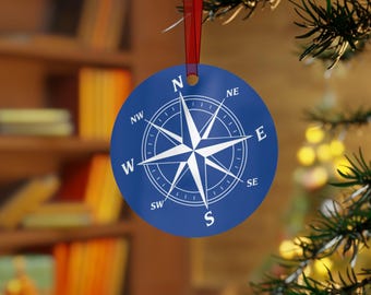 Metal Round Compass Rose Ornament