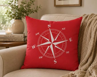 Large Compass Rose Square Pillow
