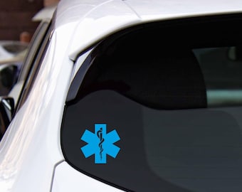 Adesivo Auto JDM Star Of Life - INDIGOS UG - Bianco, 91x88 Mm, Resistente UV E Autolavaggio
