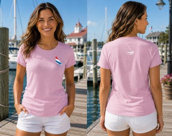 Red White Blue Sunfish Heeling, Ladies Relaxed Jersey Short-Sleeve T-Shirt