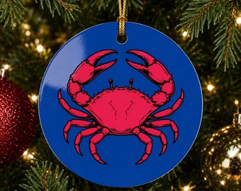 Metal Round Crab Ornament