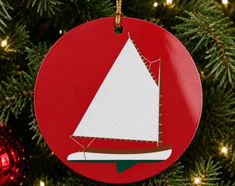Metal Round Cat Boat Ornament