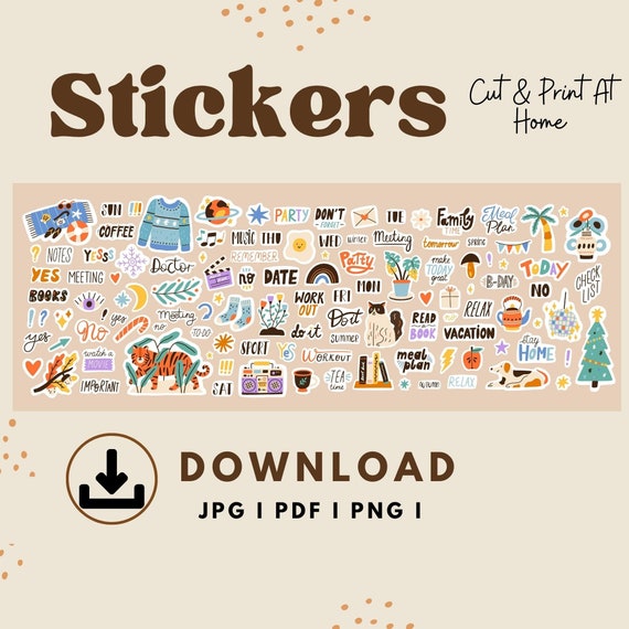 Printable Stickers Bundlevinyl Stickers Cricut JPG Stickers - Etsy