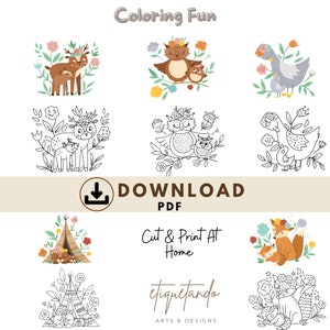 Digital Boho Colouring Book- (5 pages)
