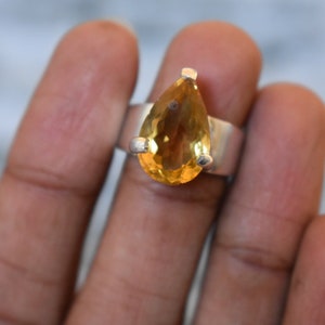 Citrine ring-925silver ring-natural citrine ring-cocktail ring-natural gemstone ring-natura citrine ring-yelw citrine ring-gemstone