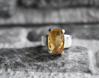 Anello con citrino sfaccettato: anello da cocktail in argento sterling 925