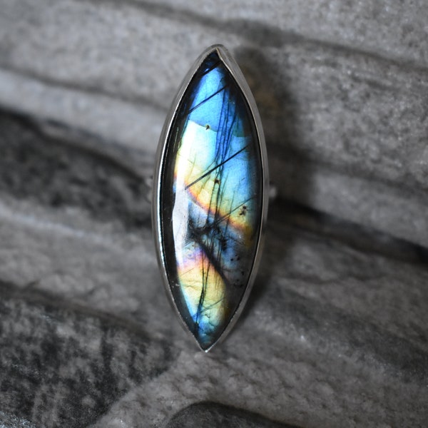 Natural blue Labradorite ring,natural Labradorite ring,925 silver Labradorite ring ,blue spectrolite ring , purple spectrolite ring