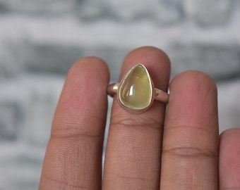 Natural prehnite ring,925 silver green prehnite ring,natural green prehnite ring,handmade prehnite ring,prehnite ring,green prehnite ring