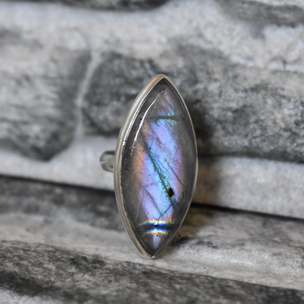 Natural purple Labradorite ring,natural Labradorite ring,925 silver Labradorite ring , purple spectrolite ring , purple spectrolite ring
