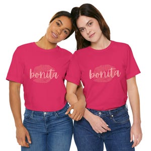 Bonita Hispanic Girls Tejana Tee, Kissy Lips Texas Graphic Shirt, Latina Women Gift, Chicano Apparel, Mexican Pride Top