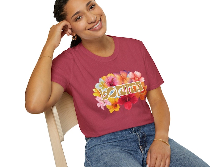 Bonita Flowers Softstyle T-Shirt, Cute Spanish Floral Tee, Women's Fashion Top, Gift for Her