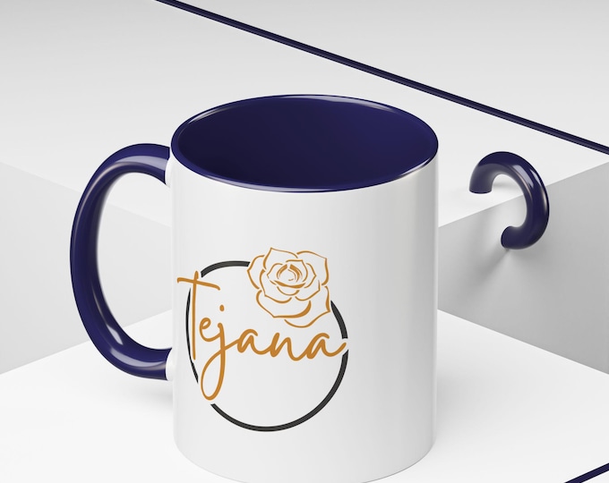 Floral Accent Coffee Mug: Tejana Market Design, Stylish Tea Cup