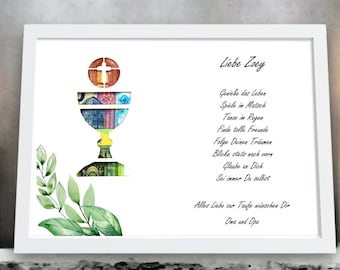 Regalo de bautismo personalizado, regalo en efectivo, idea de regalo de bautismo para niño y niña, con marco de fotos con nombre, regalo de recuerdo de bautismo DIY, regalo individual
