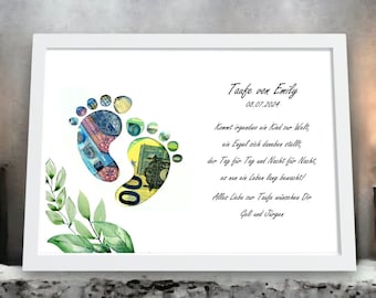 Baptism gift personalized cash gift baptism boy girl gift idea with name picture frame baptism DIY souvenir gift individual