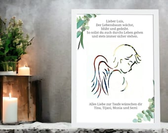 Regalo de bautismo personalizado, regalo en efectivo, idea de regalo de bautismo para niño y niña, con marco de fotos con nombre, regalo de recuerdo de bautismo DIY, regalo individual
