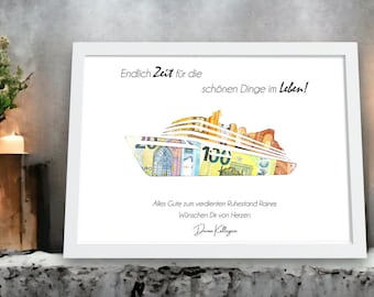 Retirement gift personalized cash gift pension farewell souvenir gift with name picture frame DIY gift idea retirement