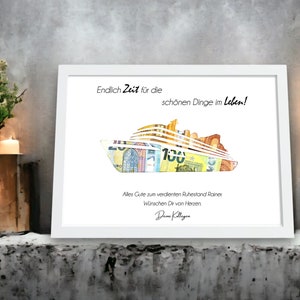 Ruhestand Geschenk personalisiert Geldgeschenk Rente Abschied Erinnerungsgeschenk mit Namen Bilderrahmen DIY Geschenkidee Pensionierung
