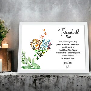 Patenkind Geschenk personalisiert Geldgeschenk Taufe Geburtstag Mädchen Junge Erinnerungsgeschenk mit Namen Bilderrahmen DIY Geschenkidee