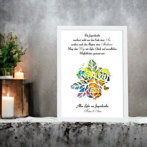 Cartão de consagração da juventude elegante com nome – presente em dinheiro em moldura de plexiglass 2025 personalizado