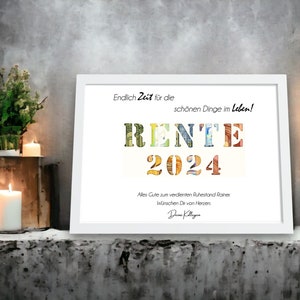 Ruhestand Geschenk personalisiert Geldgeschenk Rente Abschied Erinnerungsgeschenk mit Namen Bilderrahmen DIY Geschenkidee Pensionierung