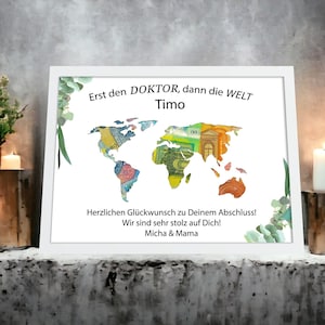 Regalo de médico Regalo en efectivo personalizado Promoción Graduación Regalo de recuerdo para niña y niño con marco de fotos con nombre Idea de regalo DIY