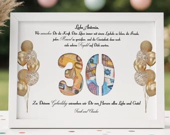 Money gift birthday personalized 30 40 50 60 years original gift idea round birthday personalized money gift frame