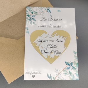 Annonce de grossesse Carte à gratter grand-mère et grand-père Grossesse avec carte cœur dorée grande surprise + enveloppe en papier kraft