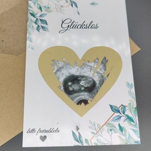 Annonce grossesse carte à gratter grossesse avec énorme surprise carte porte-bonheur coeur doré + enveloppe papier kraft