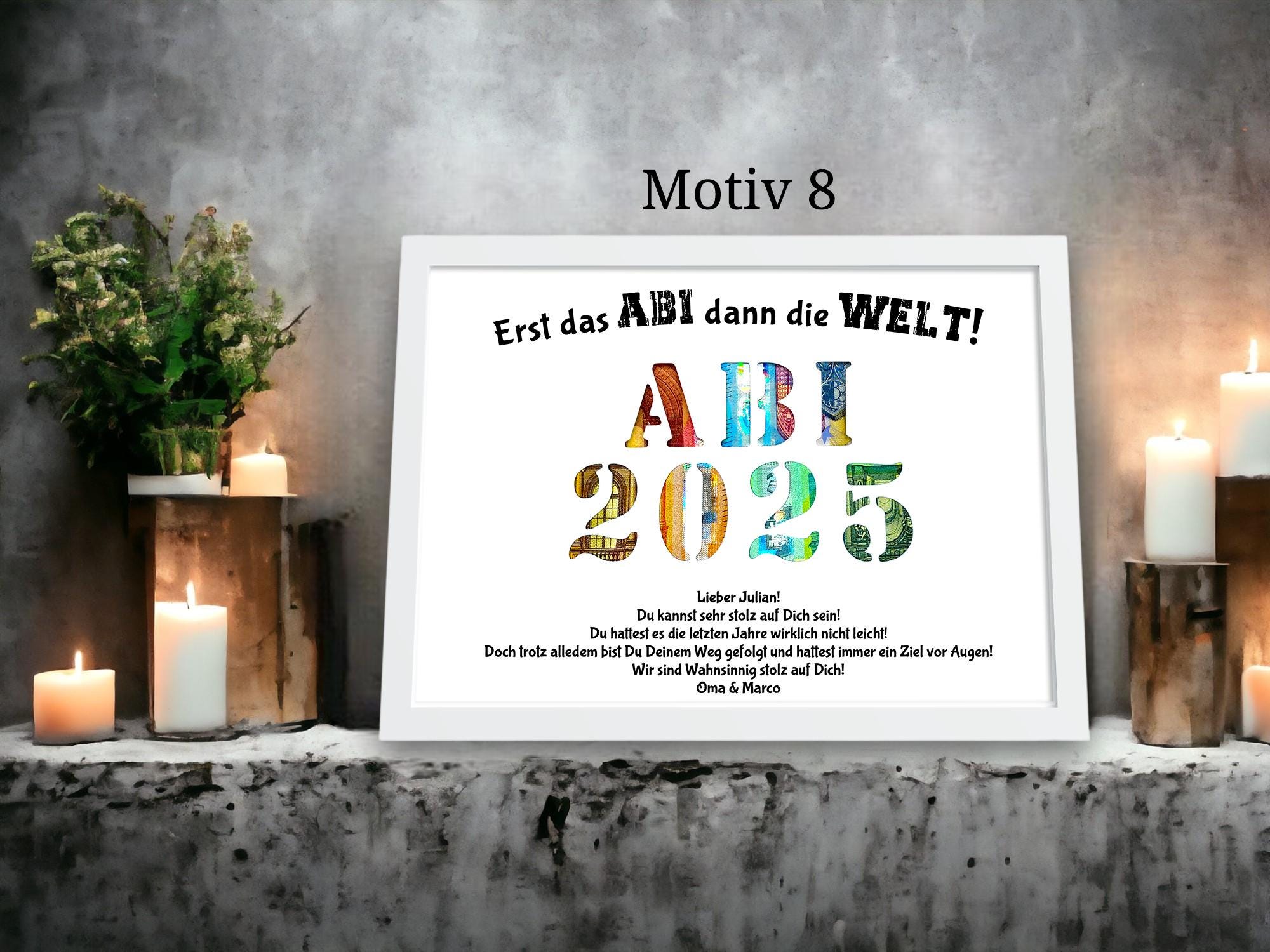 First the Abitur then the world map 2025 money gift for the graduation party gift idea with name