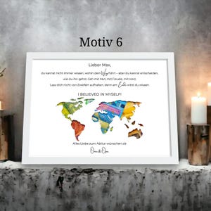Cadeau individuel en espèces pour la cérémonie de remise des diplômes – carte personnalisée avec texte et compartiment à notes dans un cadre en bois