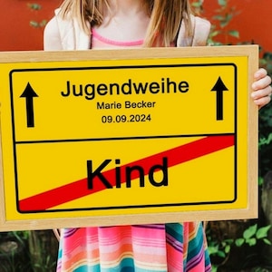 Cartel de lugar regalo de consagración juvenil Regalo personalizable de consagración juvenil con tarjeta con nombre y fecha en formato DinA4 21 x 30 cm