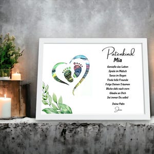 Patenkind Geschenk personalisiert Geldgeschenk Taufe Geburtstag Mädchen Junge Erinnerungsgeschenk mit Namen Bilderrahmen DIY Geschenkidee