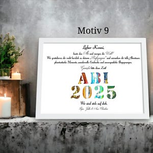 Biglietto d'auguri ABI 2025 con testo a scelta regalo personalizzato per diplomati ragazze ragazzi DIN A4