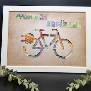 Money gift birthday wish fulfiller gift to give away for birthday Christmas money optionally with picture frame DinA4