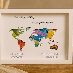 Cadeau de mariage Cadeau en espèces Carte du monde pour les mariés Couple marié pour le mariage Cadeau de mariage