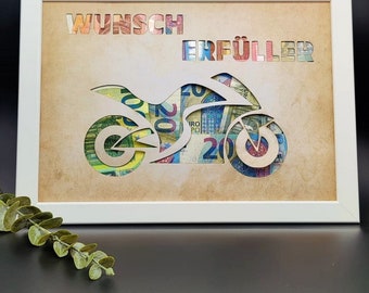Money gift for a birthday, wish fulfiller, gift for birthdays, Christmas, money, optional with picture frame (A4 size)
