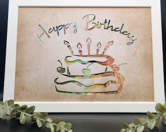 Money gift birthday wish fulfiller gift to give away for birthday Christmas money optionally with picture frame DinA4