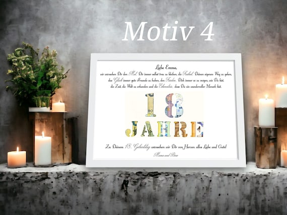 18 Geburtstag Geschenk personalisiert Geldgeschenk Volljährigkeit Mädchen Junge Erinnerungsgeschenk mit Namen Bilderrahmen DIY Geschenkidee