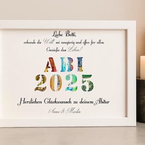 Cadeau Abitur 2025 carte personnalisée avec nom félicitations cadeau en espèces pour l'examen de fin d'études