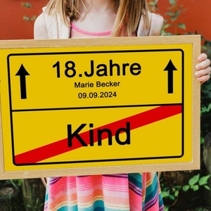 Cadeau personnalisé pour le 18e anniversaire avec nom et date Carte au format DinA4 21 x 30 cm