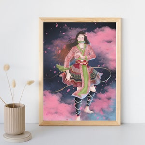 Pink Anime Character | Hmong Girl | Wall Art | Illustration | Photo Paper Poster | Art Print | Demon | Slayer