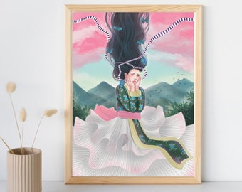Grafika artystyczna „Hmong Girl Mountain Song” | Xiong Girl Studios