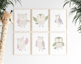 Owl Print, Owl Decor, Animal Print, Animal Decor, Nursery Wall Art, Nursery Wall Decor, Illustration, Baby Room Decor, Kids Room Decor, Art