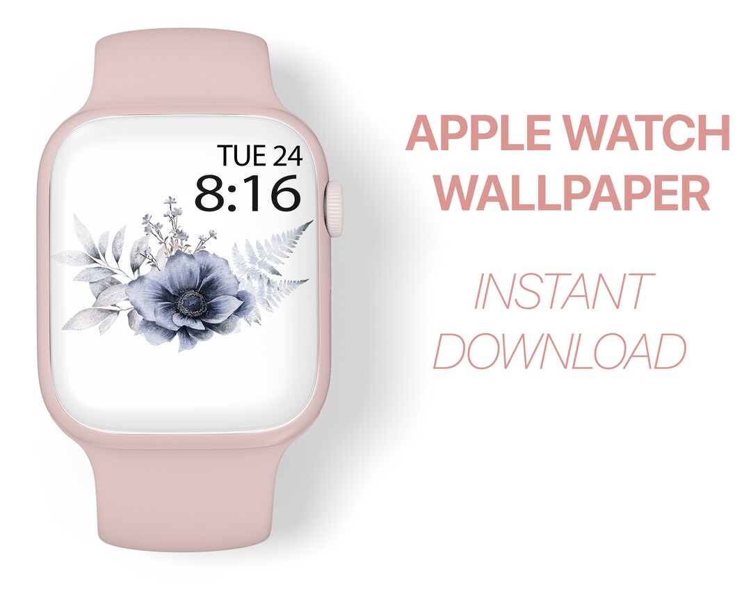 Apple Watch Wallpaper Blue Flowers Instant Download Jpg - Etsy