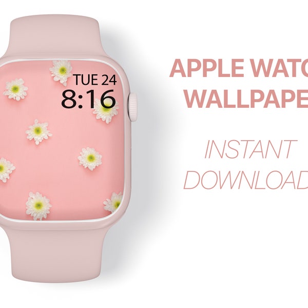 Apple Watch Wallpaper, White Sunflowers, Pink, instant download, jpg, Apple Watch, watches, Watch Bands, Straps, watch wallpaper, watch face