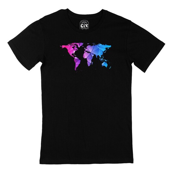 World Map Tshirt Colorful World Map Travel Tshirt Country Etsy