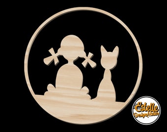 Girl and cat- Scroll saw pattern (pdf, jpeg, svg)