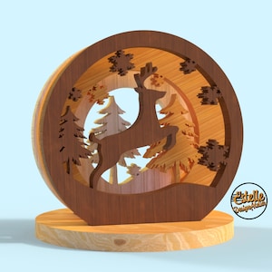 scroll saw patterns- Deer Christmas-Pdf-Svg