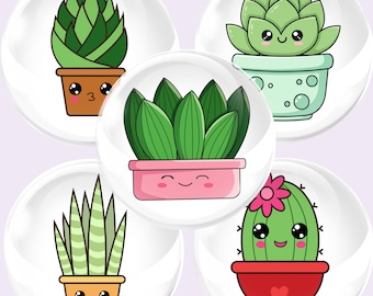 Kawaii Plant PNG Circles for Small Business Jewelry Makers and Craft Fairs