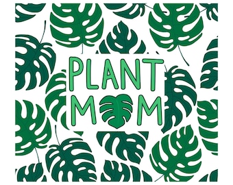 Plant Mom Monstera Tumbler Template, 20 oz Skinny Cup PNG, DIY Drinkware